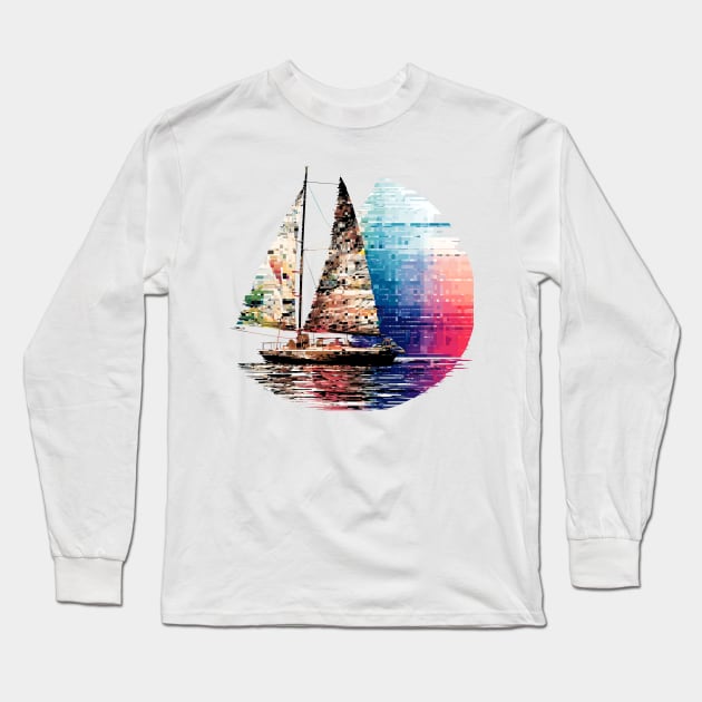 Sailing Boat Sea World Ocean Beauty Discovery Travel Long Sleeve T-Shirt by Cubebox